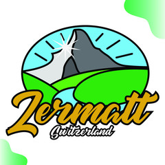Zermatt, Switzerland Travel Logo Vector