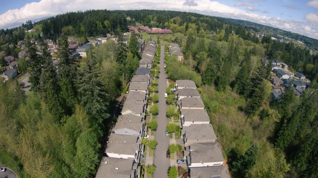 Drone Overhead Neighborhood Houses in Rural Community