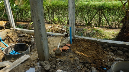 Scrap materials in the construction site