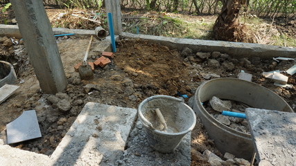 Scrap materials in the construction site