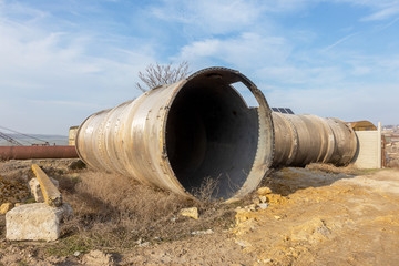Large metal stainless steel overpass pipe for aggressive environments. Construction of a large...