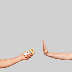 Say no to smoking. Bad habit rejection.