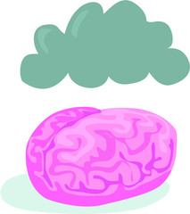 pink brain dark cloud mind lightning thinking brainstorm icon isolated on white background