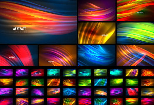 Set of fluid color wave line backgrounds. Trendy abstract layout templates for business or technology presentation, internet poster or web brochure cover, wallpaper