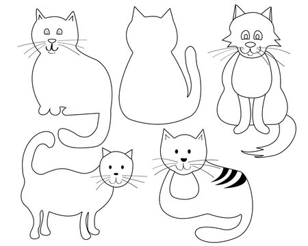 Set of cute doodle cats. Set of vector elements for design and decoration