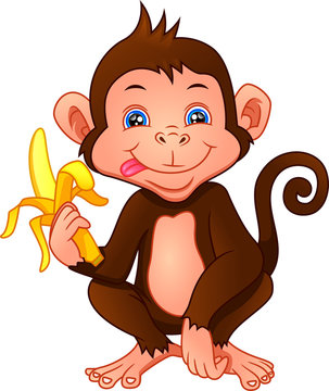 cute monkey cartoon holding a banana