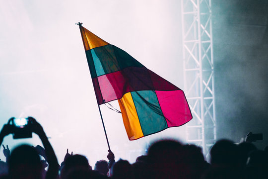 Colorful Flag At Music Festival