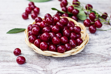 Fresh Cherries Dish. Cherries in a dish closeup.