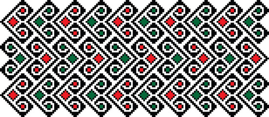 Traditional Romanian folk art knitted embroidery pattern
