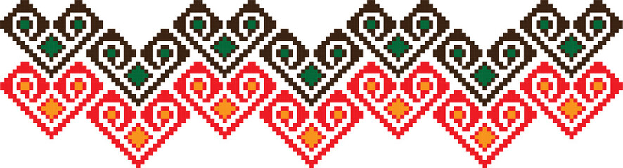 Traditional Romanian folk art knitted embroidery pattern
