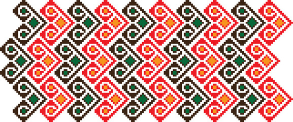 Traditional Romanian folk art knitted embroidery pattern
