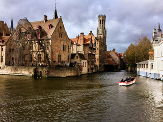 Beautiful canal in bruges belgium