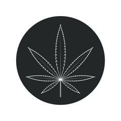 Cannabis leaf graphic icon. Marijuana sign in the circle isolated on white background. Vector illustration