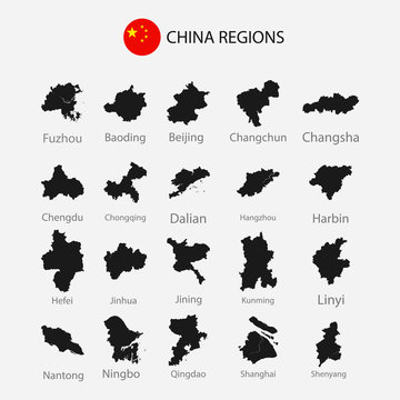 Map of China regions city graphic element Illustration template design
