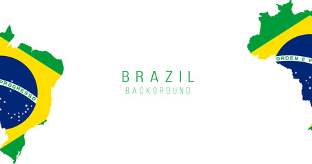 Brazil flag map background. The flag of the country in the form of borders. Stock vector illustration isolated on white background.