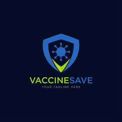 vaccine save logo, modern style of shield vector