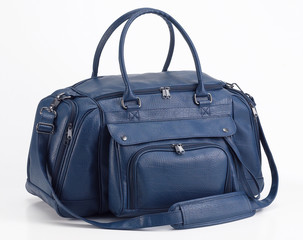 Leather blue travel bag