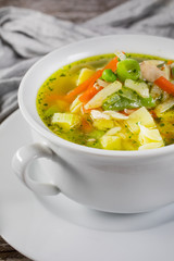Fresh vegetable soup. Selective focus.
