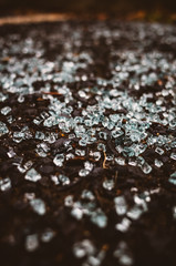 Closeup of broken glass