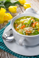 Fresh vegetable soup. Selective focus.