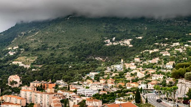 Time-lapse of dark clouds over Monaco hills