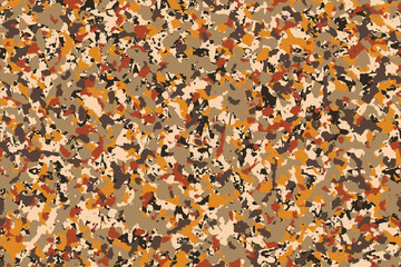 Autumn camouflage (Brown bark, Orange leaves, Yellow leaves) Fashion pattern for use in designing suitable for outdoor work, Traveler clothing and others. Inspired by Fallen leaves in the forest.