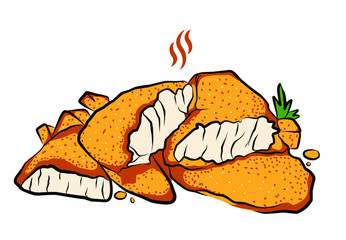 Dory Fish Crumbed on white Background vector