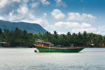Fototapeta premium Wooden boats on sea, Vietnam