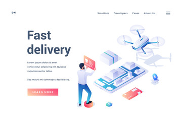 Vector banner for fast delivery service website