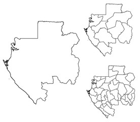 Gabon outline map administrative regions