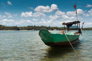 Fototapeta na wymiar Wooden boats on sea, Vietnam
