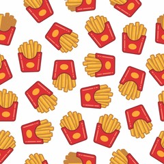 pattern seamless of french fries in style flat, line, modern design. - vector illustration