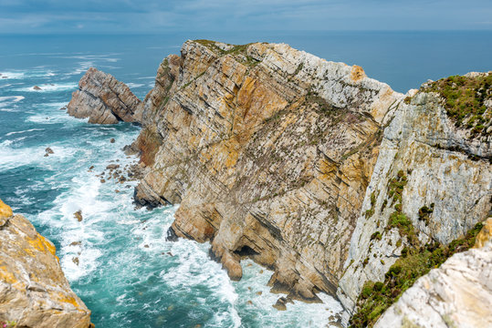 Rough sea in Cape Penas (Cabo de Peñas) in Asturias in the north of Spain
