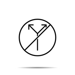 No Arrow icon. Simple thin line, outline vector of arrow ban, prohibition, embargo, interdict, forbiddance icons for ui and ux, website or mobile application