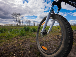 Fototapeta na wymiar Bicycle trip on rural roads