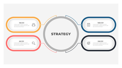 Business infographics. Process chart. Creative concept for annual report with 4 steps, options. Vector illustration.