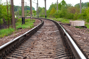 Fototapeta premium white strip on the railway. typical railway