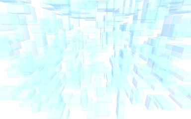 Blue and white abstract digital and technology background. The pattern with repeating rectangles. 3D illustration