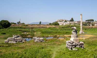 Artemis temple ruins of Ephesus, one of the seven wonders in the world.
