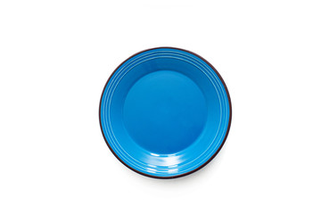 blue ceramic plate isolated