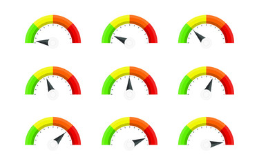 Scale, satisfaction, progress or improvement meter or indicator score level vector