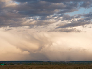 dark clouds red sun at sunset day