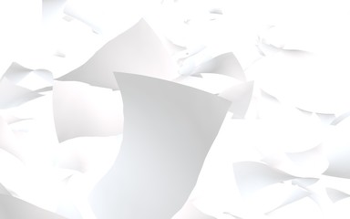 Flying sheets of paper isolated on white background. Abstract money is flying in the air. 3D illustration