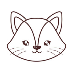 head of cute cat , line style icon, feline domestic