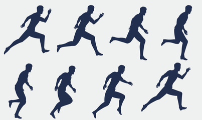 Human Run Cycle Silhouette Vector Illustration
