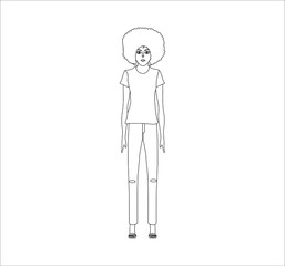 black woman with afro hair.Illustration for web and mobile design.