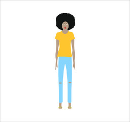 black woman with afro hair.Illustration for web and mobile design.