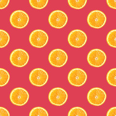Seamless geometric pattern, orange on a burgundy background. Pattern.