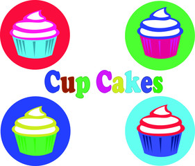 Cup cakes de distintos colores para decorar