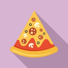 Mozzarella pizza slice icon. Flat illustration of mozzarella pizza slice vector icon for web design